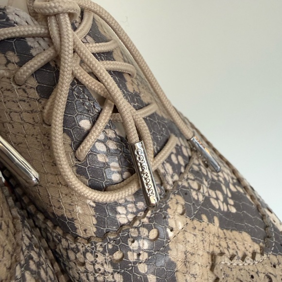 Cole Haan Snakeskin Embossed Leather Lace-Up Sneakers - Picture 3 of 6